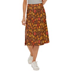 Pattern-orange,seamles,chrismast Midi Panel Skirt by nateshop