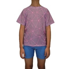 Triangle-line Pink Kids  Short Sleeve Swimwear by nateshop