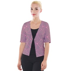 Triangle-line Pink Cropped Button Cardigan by nateshop