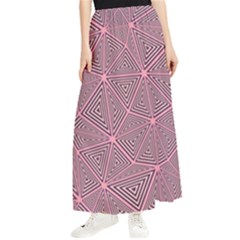 Triangle-line Pink Maxi Chiffon Skirt by nateshop