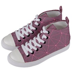 Triangle-line Pink Women s Mid-top Canvas Sneakers by nateshop