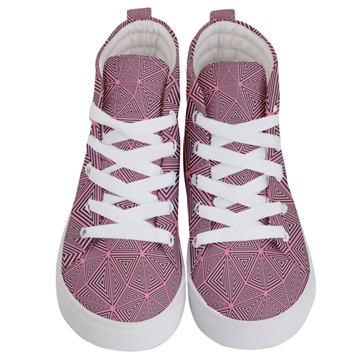 Triangle-line Pink Kids  Hi-Top Skate Sneakers