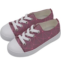 Triangle-line Pink Kids  Low Top Canvas Sneakers by nateshop