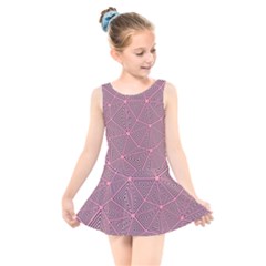 Triangle-line Pink Kids  Skater Dress Swimsuit by nateshop