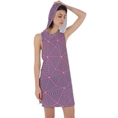 Triangle-line Pink Racer Back Hoodie Dress by nateshop