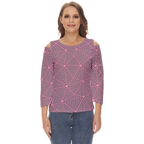 Triangle-line Pink Cut Out Wide Sleeve Top by nateshop