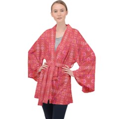 Triangle-line Long Sleeve Velvet Kimono  by nateshop