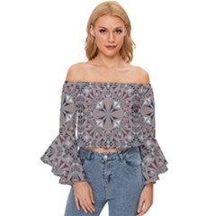 Triangle-design Off Shoulder Flutter Bell Sleeve Top