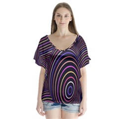 Spheres V-neck Flutter Sleeve Top by nateshop