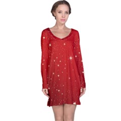 Stars-red Chrismast Long Sleeve Nightdress by nateshop