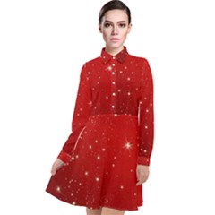 Stars-red Chrismast Long Sleeve Chiffon Shirt Dress by nateshop