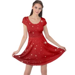 Stars-red Chrismast Cap Sleeve Dress by nateshop