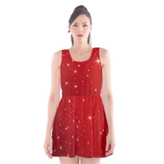 Stars-red Chrismast Scoop Neck Skater Dress by nateshop