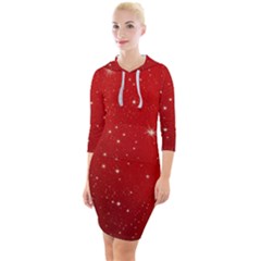 Stars-red Chrismast Quarter Sleeve Hood Bodycon Dress by nateshop