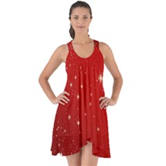 Stars-red Chrismast Show Some Back Chiffon Dress by nateshop