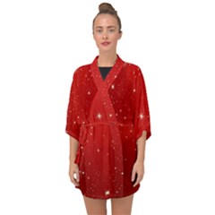 Stars-red Chrismast Half Sleeve Chiffon Kimono by nateshop