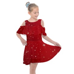 Stars-red Chrismast Kids  Shoulder Cutout Chiffon Dress by nateshop