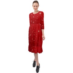 Stars-red Chrismast Ruffle End Midi Chiffon Dress by nateshop