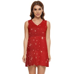 Stars-red Chrismast Tiered Sleeveless Mini Dress by nateshop