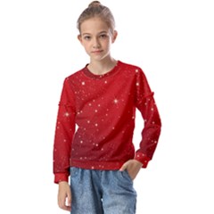 Stars-red Chrismast Kids  Long Sleeve Tee With Frill 