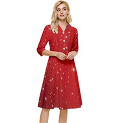 Stars-red Chrismast Classy Knee Length Dress by nateshop