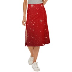 Stars-red Chrismast Midi Panel Skirt by nateshop