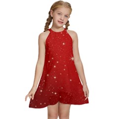 Stars-red Chrismast Kids  Halter Collar Waist Tie Chiffon Dress by nateshop