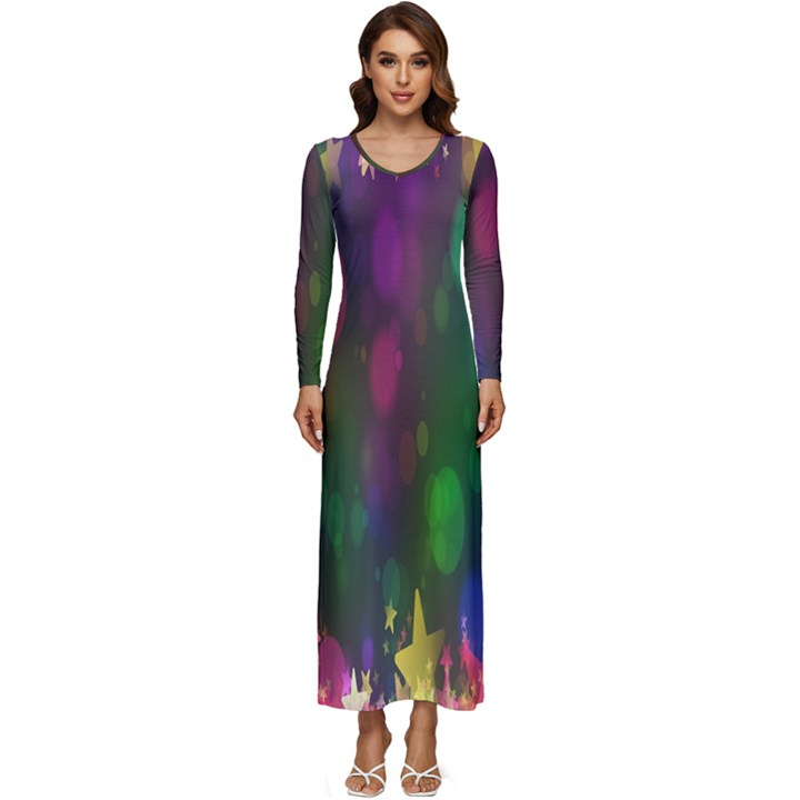 Stars Long Sleeve Velour Longline Maxi Dress