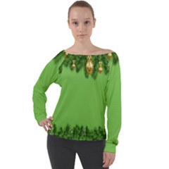 New-year-green Off Shoulder Long Sleeve Velour Top by nateshop