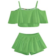 New-year-green Kids  Off Shoulder Skirt Bikini by nateshop