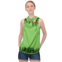 New-year-green High Neck Satin Top by nateshop