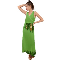 New-year-green V-neck Chiffon Maxi Dress by nateshop