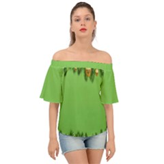 New-year-green Off Shoulder Short Sleeve Top by nateshop