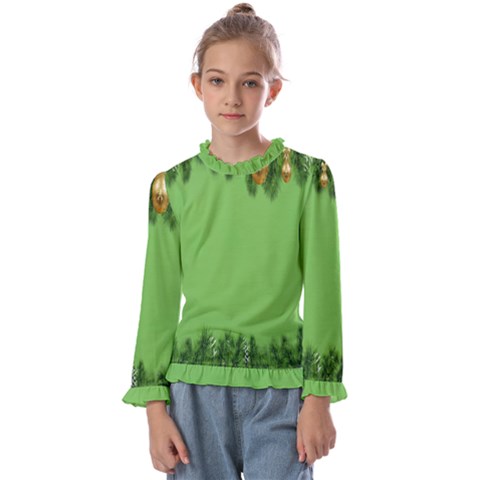 New-year-green Kids  Frill Detail Tee by nateshop