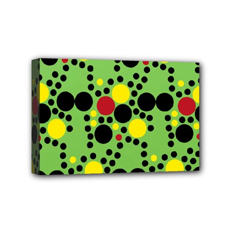 Pattern-polka Green Yelow Black Mini Canvas 6  X 4  (stretched) by nateshop