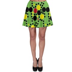 Pattern-polka Green Yelow Black Skater Skirt by nateshop