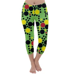 Pattern-polka Green Yelow Black Capri Winter Leggings 