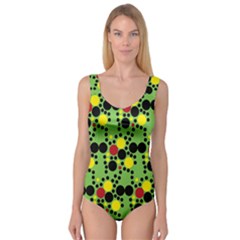 Pattern-polka Green Yelow Black Princess Tank Leotard  by nateshop