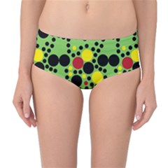 Pattern-polka Green Yelow Black Mid-waist Bikini Bottoms by nateshop