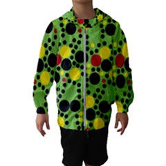 Pattern-polka Green Yelow Black Kids  Hooded Windbreaker