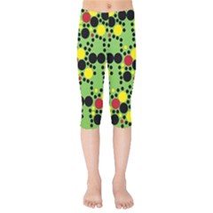 Pattern-polka Green Yelow Black Kids  Capri Leggings  by nateshop