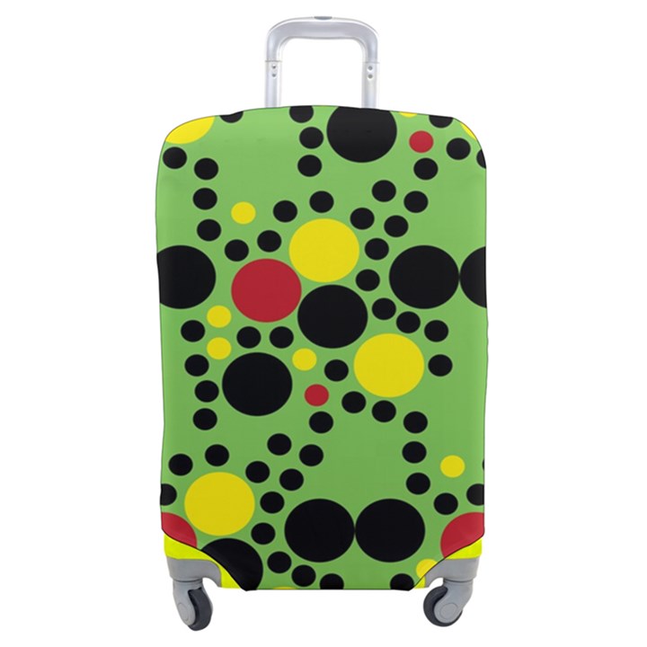 Pattern-polka Green Yelow Black Luggage Cover (Medium)