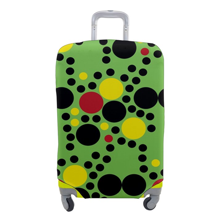 Pattern-polka Green Yelow Black Luggage Cover (Small)