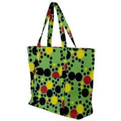 Pattern-polka Green Yelow Black Zip Up Canvas Bag by nateshop