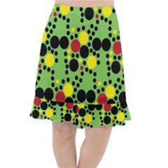 Pattern-polka Green Yelow Black Fishtail Chiffon Skirt by nateshop