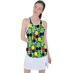 Pattern-polka Green Yelow Black Racer Back Mesh Tank Top by nateshop