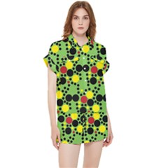 Pattern-polka Green Yelow Black Chiffon Lounge Set by nateshop