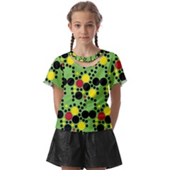 Pattern-polka Green Yelow Black Kids  Front Cut Tee by nateshop