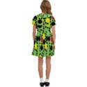 Pattern-polka Green Yelow Black Kids  Bow Tie Puff Sleeve Dress View4