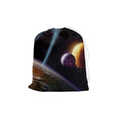 Planets In Space Drawstring Pouch (medium) by Sapixe